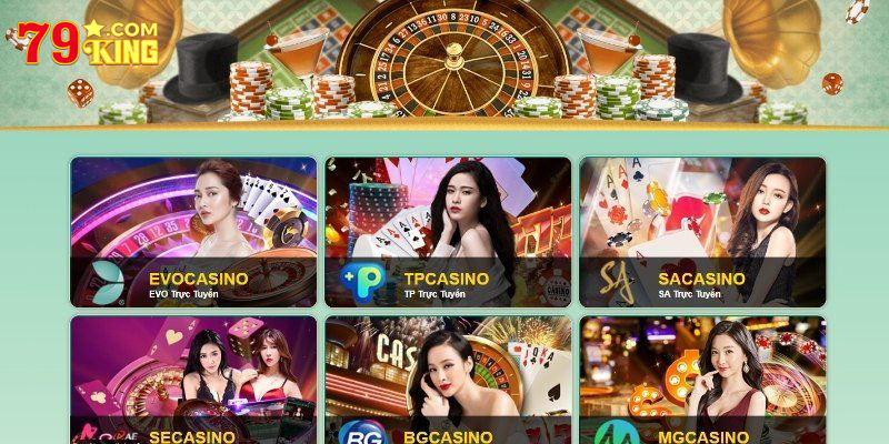 Không gian casino 79king phong phú với nhiều sảnh thú vị